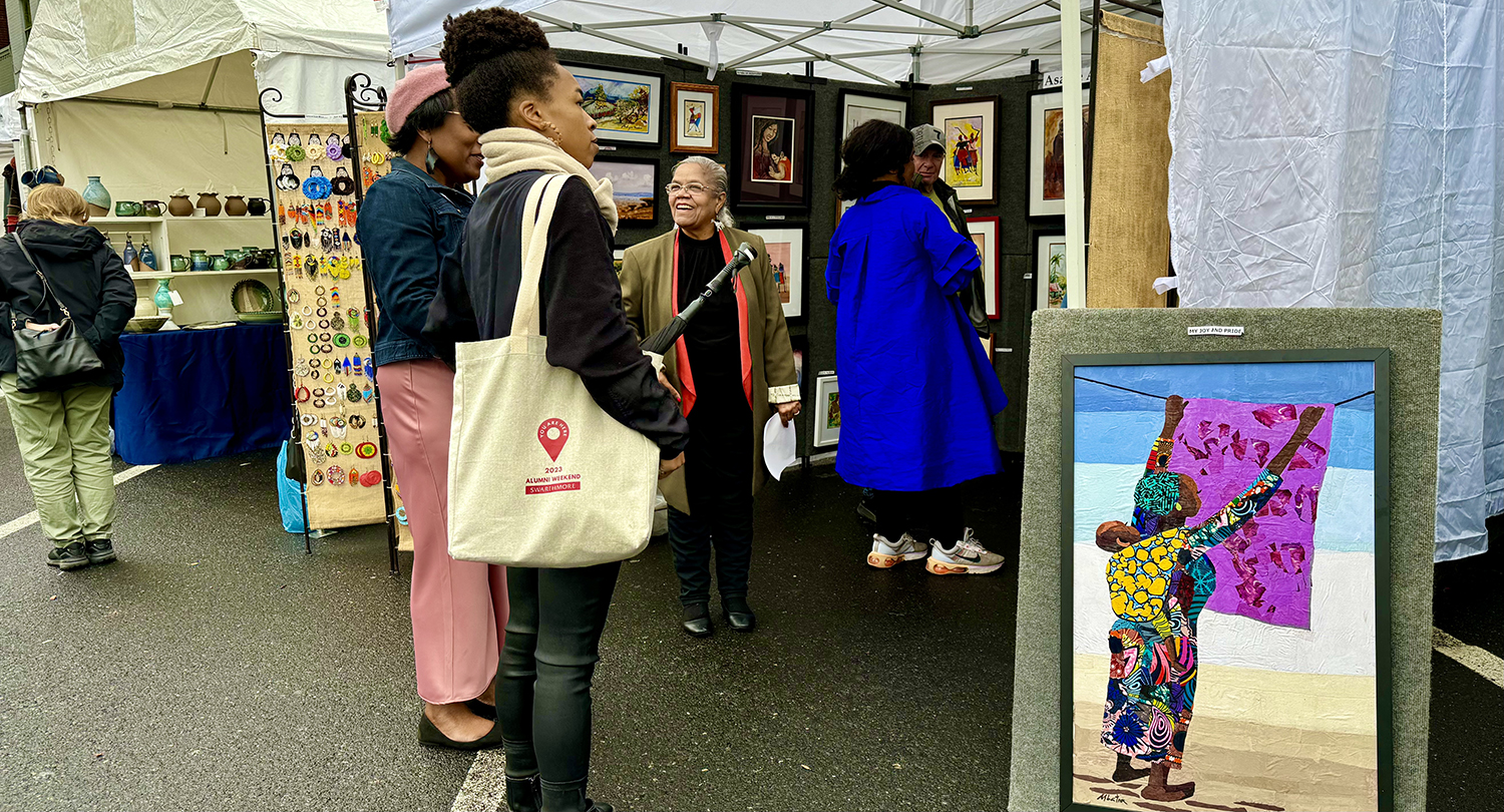 Guests enjoy browsing exquisite art and fine crafts along Main Street at the Bethlehem Fine Arts & Craft Show on Sunday, May 12, 2024.